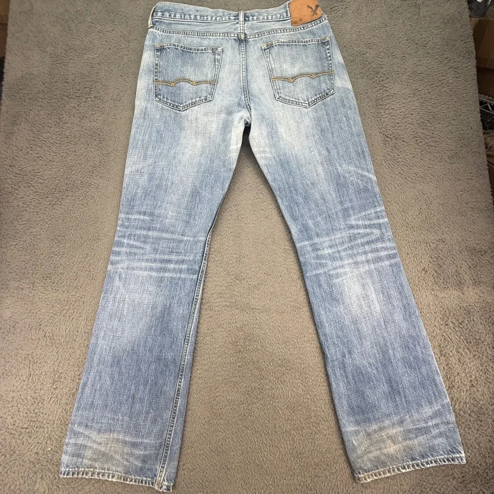American Eagle Original Boot Jeans Mens 34x36 Light Wash Blue 100% Cotton Denim